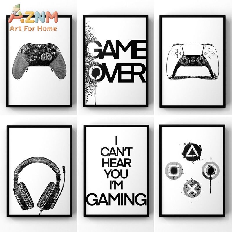Gaming Accessories For Room - AZNM Quadro su Tela Bianco e